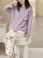 Purple Pocket Printed Nightset