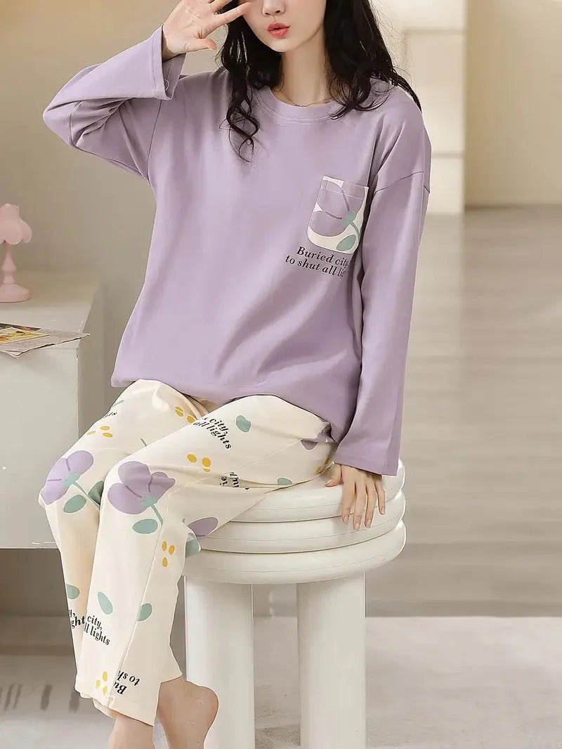 Purple Pocket Printed Nightset