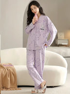 women Lilac Love Bunny pajama set lightweight summer night suit