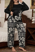 Black Leaves Printed Night Suit