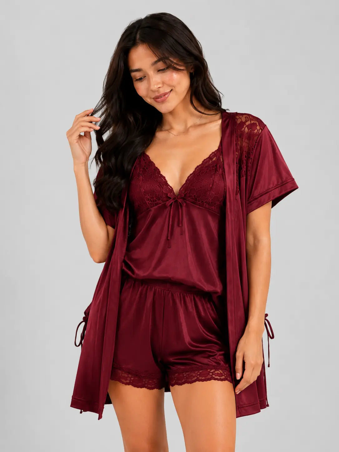 Royale Lace 5-Piece Silk Nightwear Set LX001