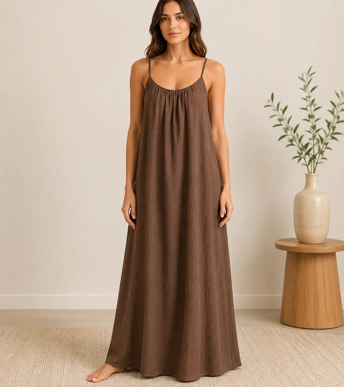 Serenity Brown Maxi Sleep Dress