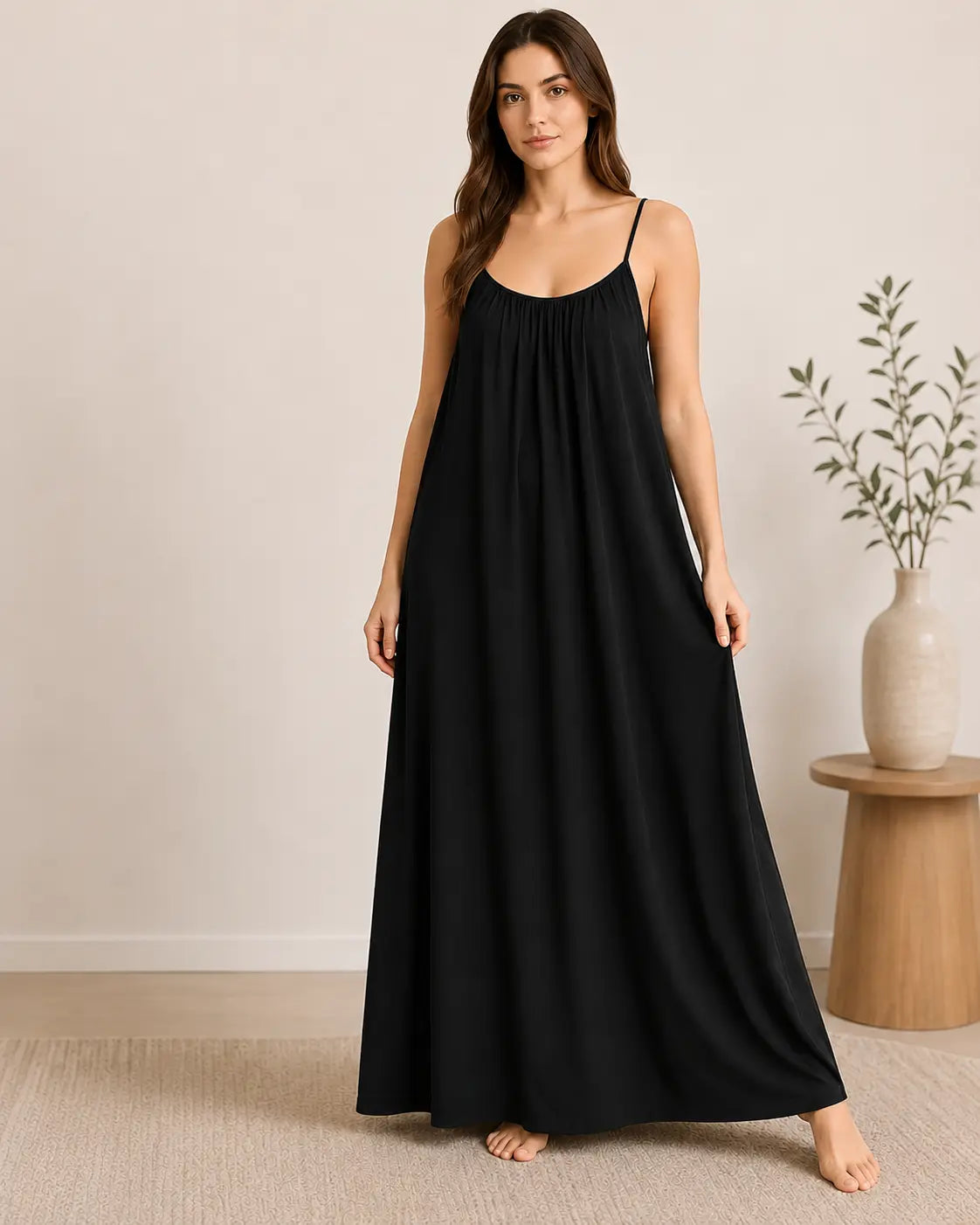 Black Elegance Maxi Sleep Dress