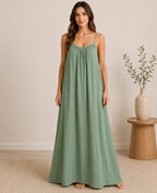 Elegant Green Maternity Maxi Nightdress