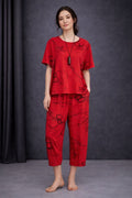 Red Ring Capri Printed Night Suit
