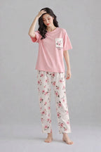 Pink Pocket Printed Night Suit