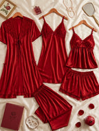 Royale Lace 5-Piece Silk Nightwear Set LX 002
