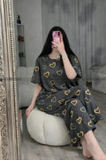 Grey Heart Printed Night Suit