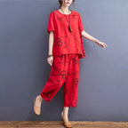 Red Ring Capri Printed Night Suit
