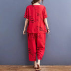 Red Ring Capri Printed Night Suit