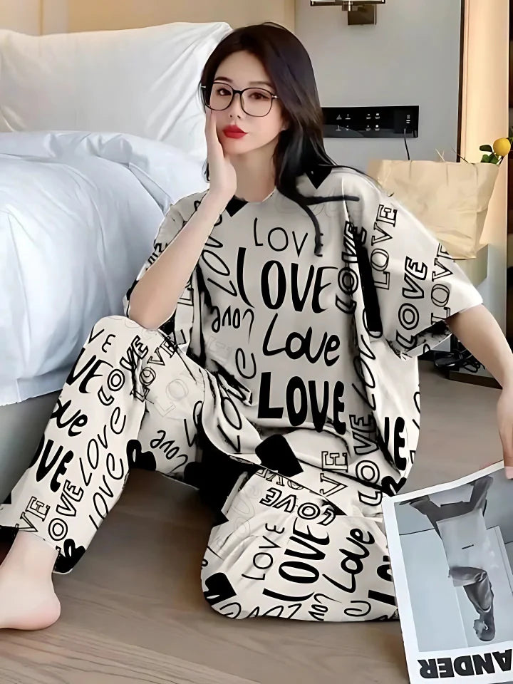 Drop Shoulder Skin Printed Night Suit