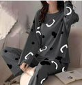 Charcoal Ring Pattern Printed Night Suit