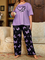 Purple Butterfly  print Night Suit