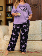 Purple Butterfly  print Night Suit