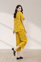 Yellow Printed Capri Night Suit